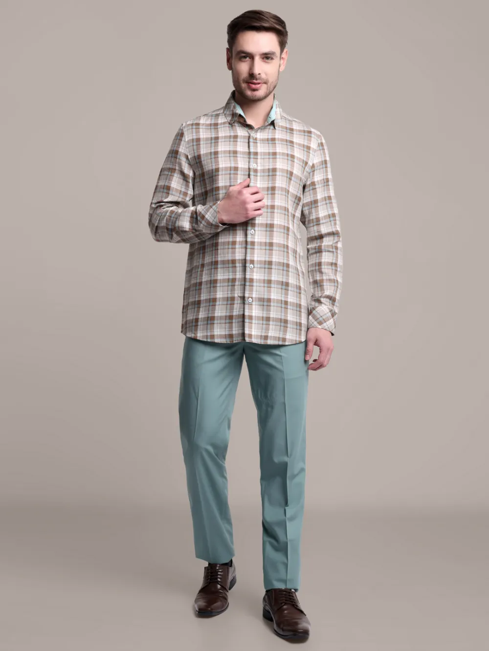 Sustainable, 100% Hemp Shirt - Light Brown And Olive green