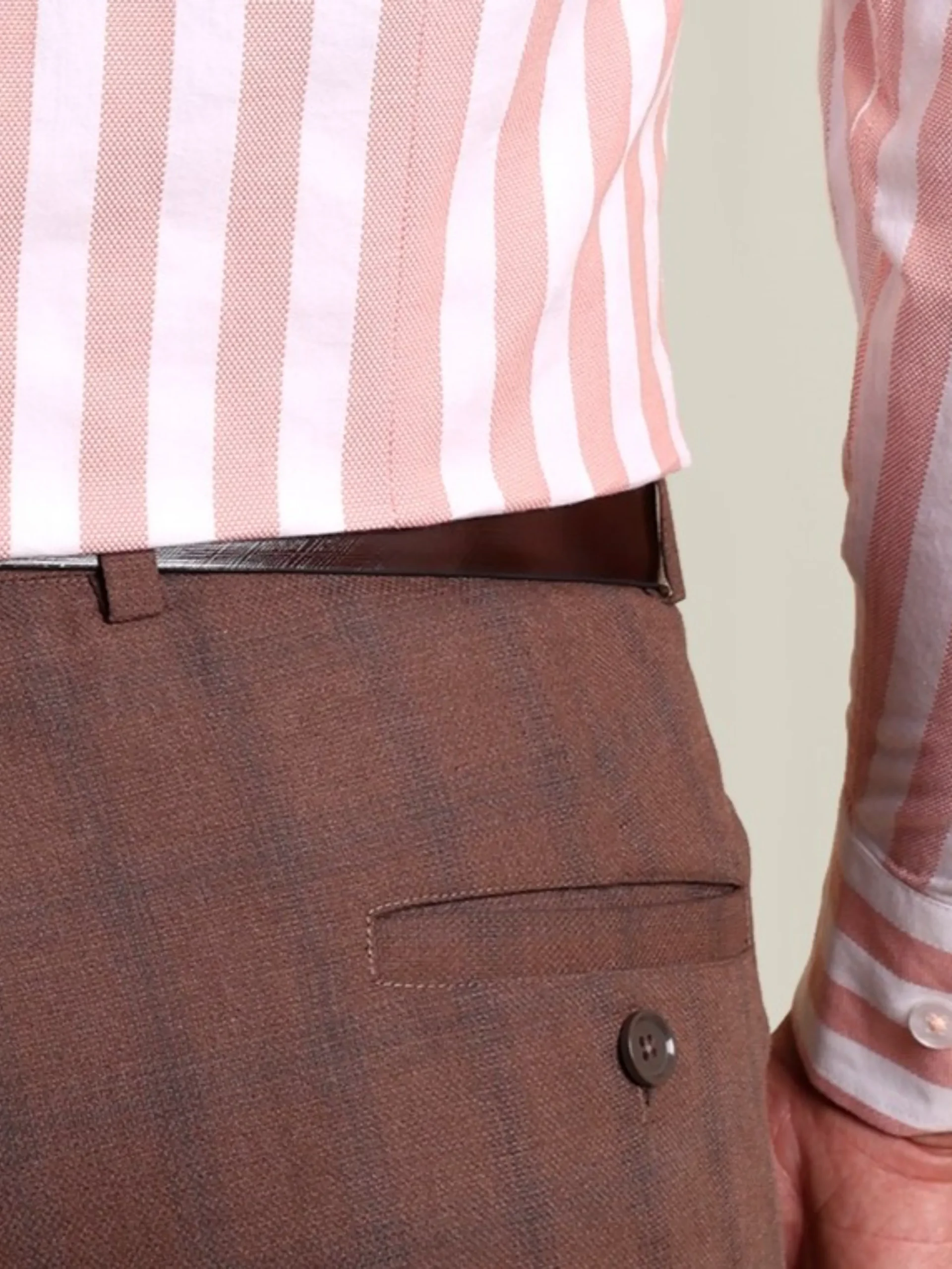 Pure cotton Burgundy and White Striped Shirt and Maroon Trousers Designer Pair