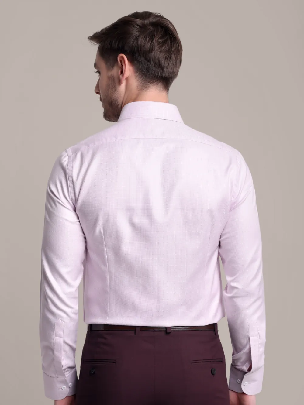 Non-Iron Pure Cotton Light Pink Hound's Tooth Shirt