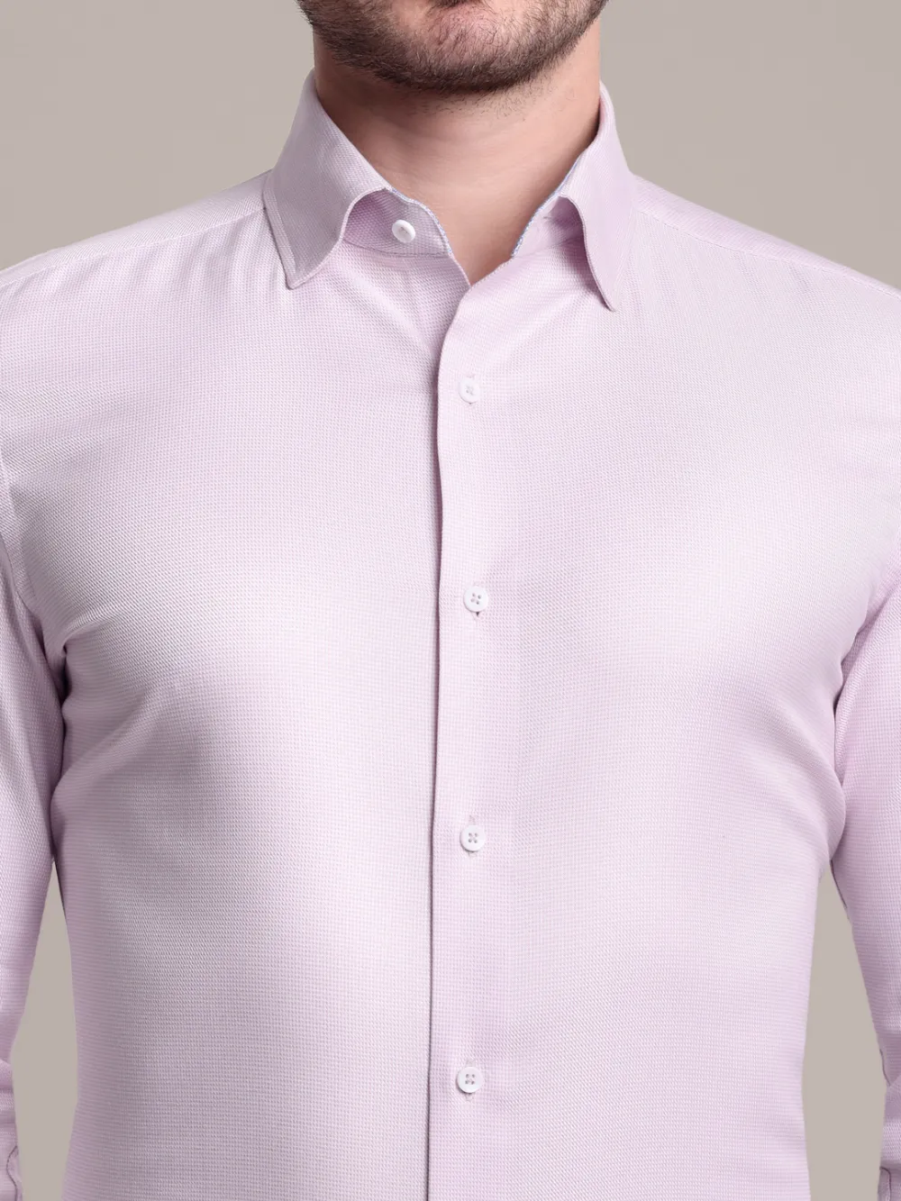 Non-Iron Pure Cotton Light Pink Hound's Tooth Shirt