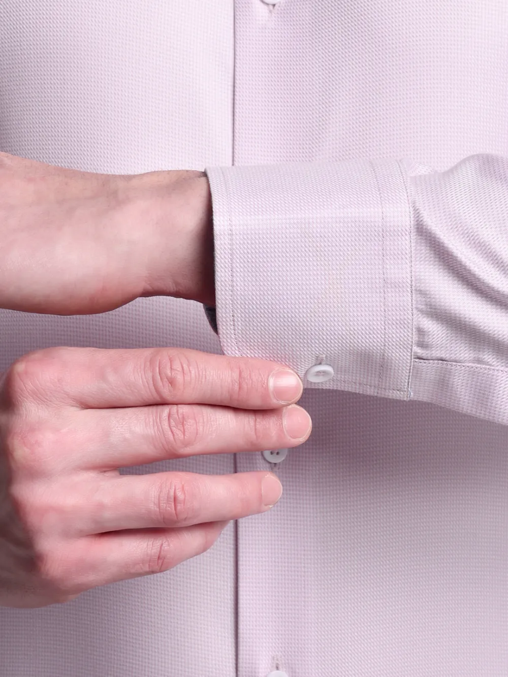 Non-Iron Pure Cotton Light Pink Hound's Tooth Shirt