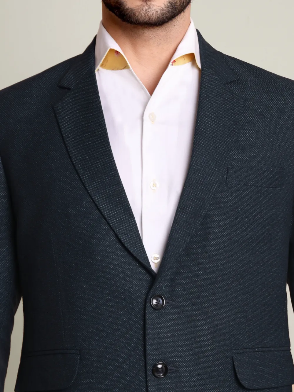 Luxury Premium Viscose Suit with Dobby Weave – Turquoise and Black