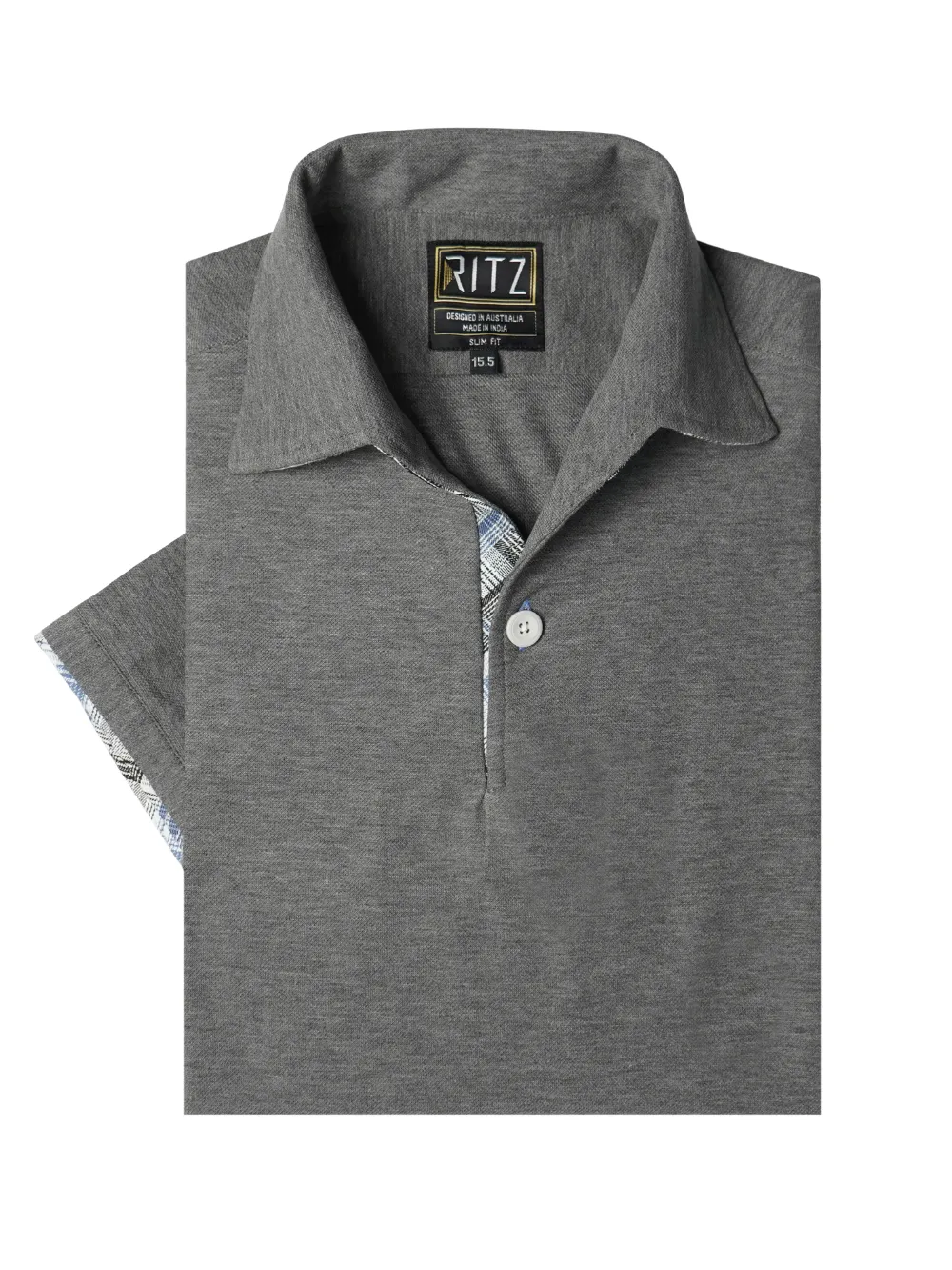 Ritz Exclusive: Slate One-Piece Collar Smart Polo Shirt