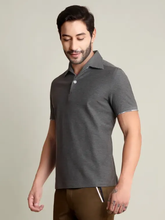 Ritz Exclusive: Slate One-Piece Collar Smart Polo Shirt
