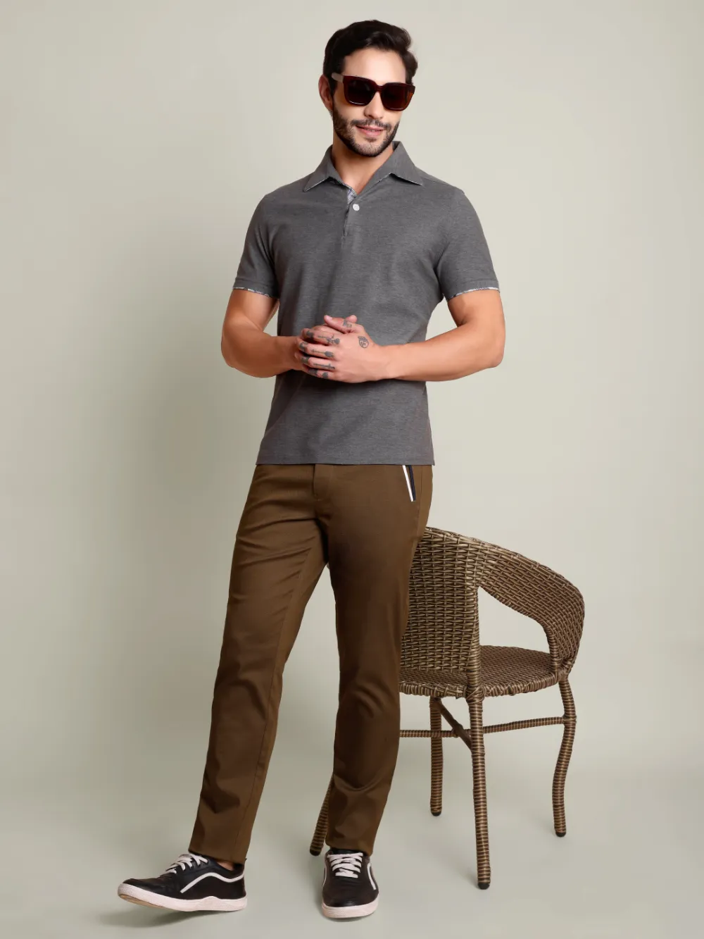 Ritz Exclusive: Slate One-Piece Collar Smart Polo Shirt