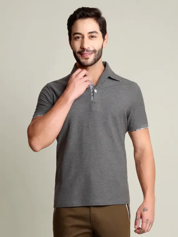 Ritz Exclusive: Slate One-Piece Collar Smart Polo Shirt