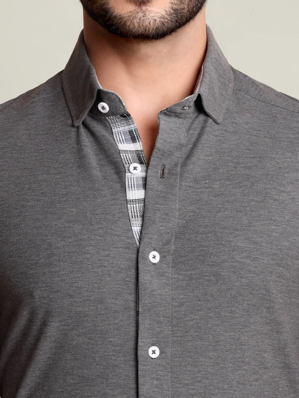 Non-Iron Solid Gray Shirt With 100% Cotton Fabric - Extra Stretch