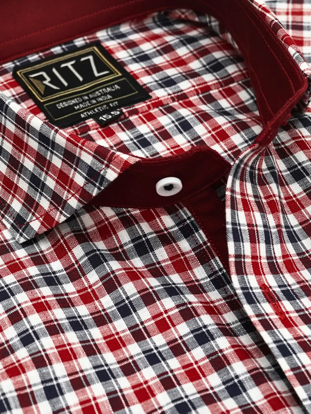 Maroon Checked Pure Cotton Shirt with Contrast Details
