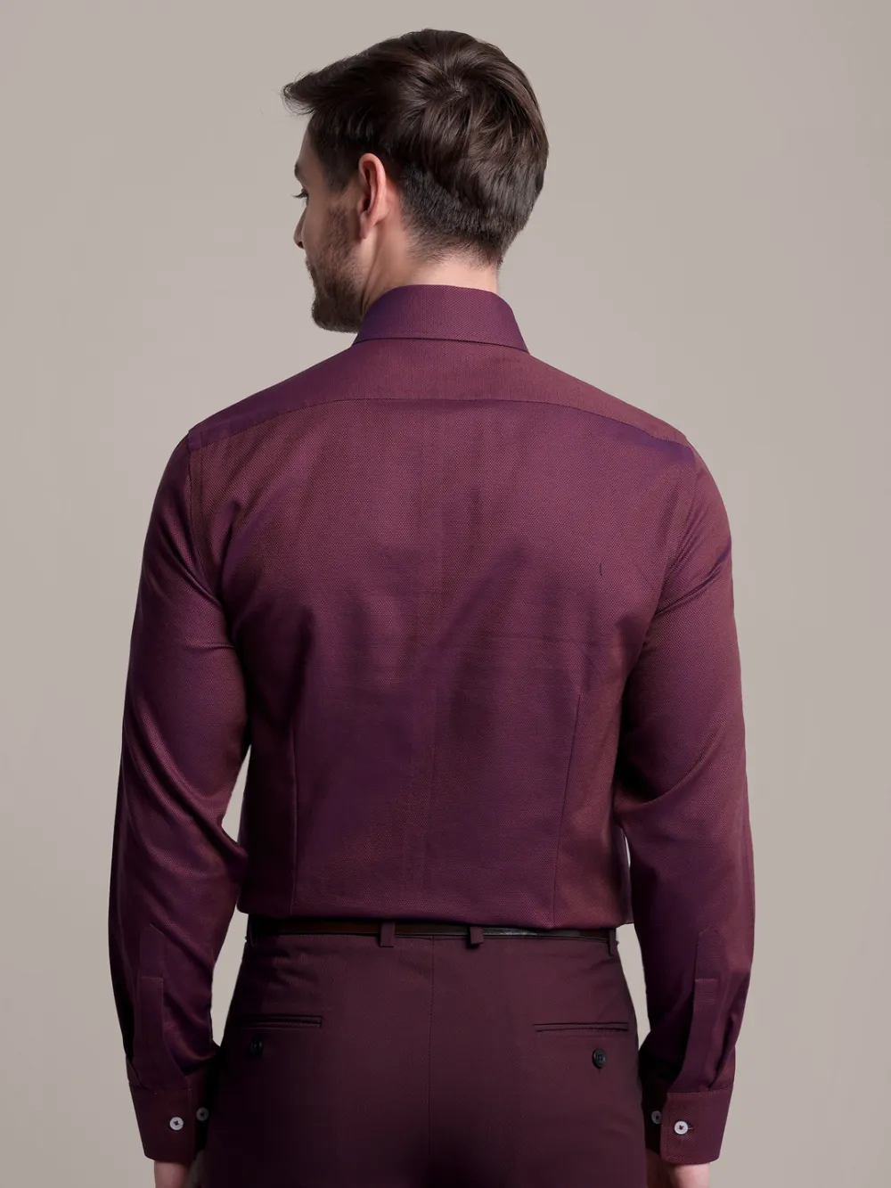 Winefire designer pair of wine red plain shirt and maroon trousers