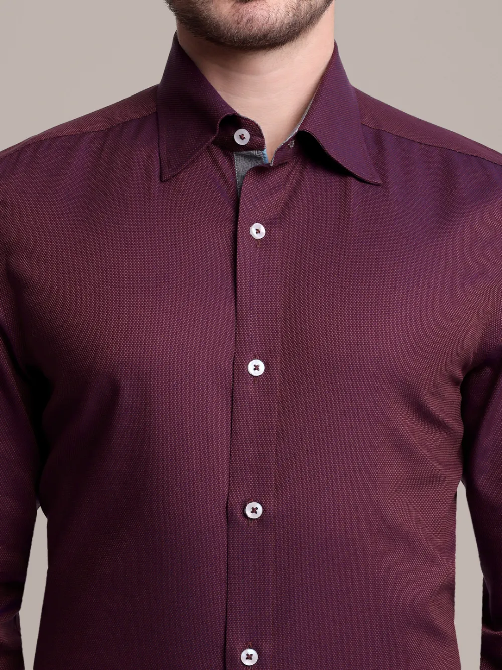 Pure Cotton Non Iron Fuchsia Shirt - Dobby Weave