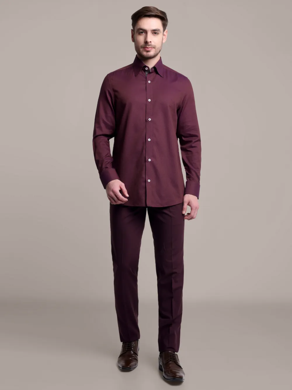 Pure Cotton Non Iron Fuchsia Shirt - Dobby Weave