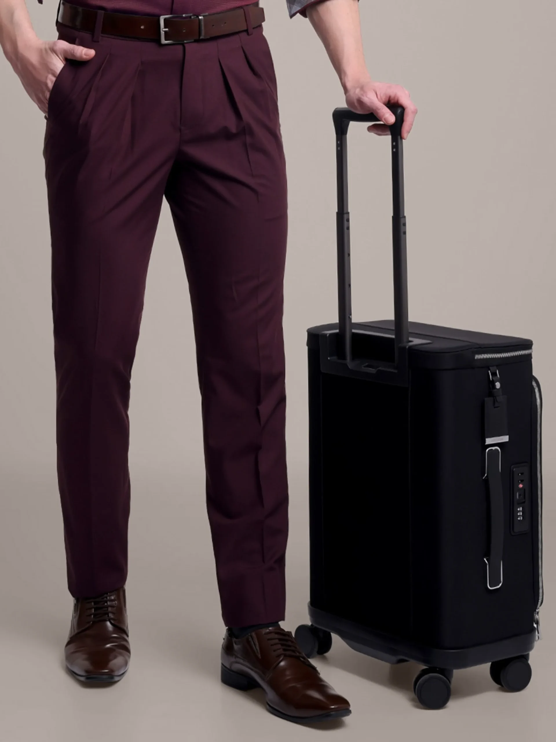 Winefire designer pair of wine red plain shirt and maroon trousers