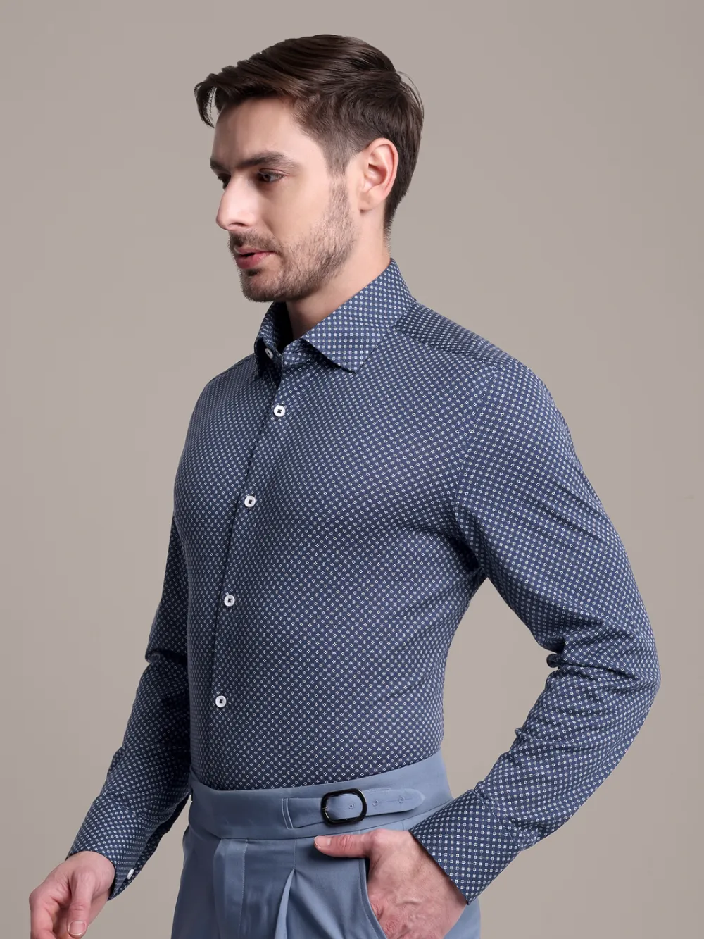 Non-Iron Stretch Cotton Snow Petals Shirt
