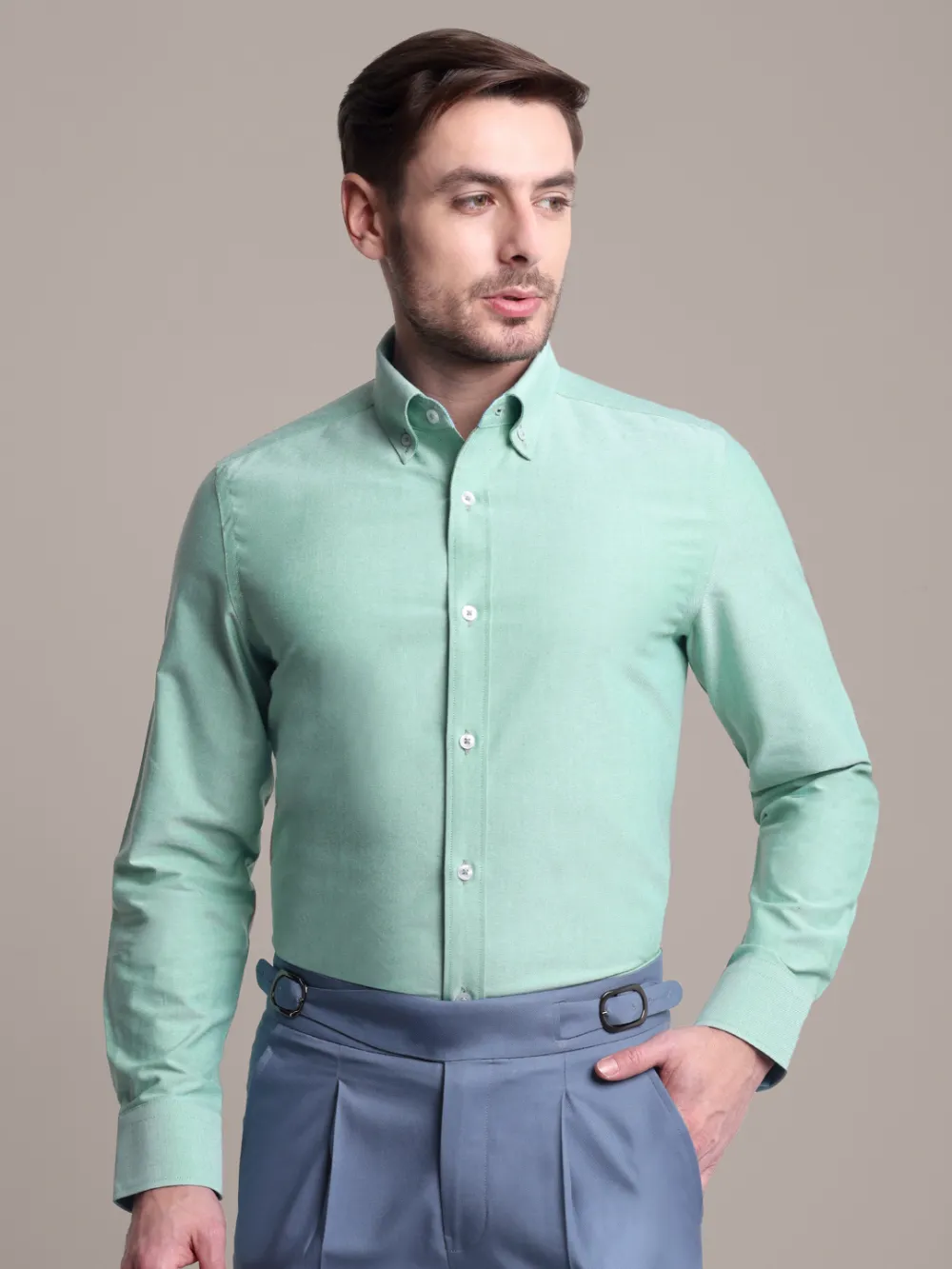 Oxford Button down Collar Shirt - Green
