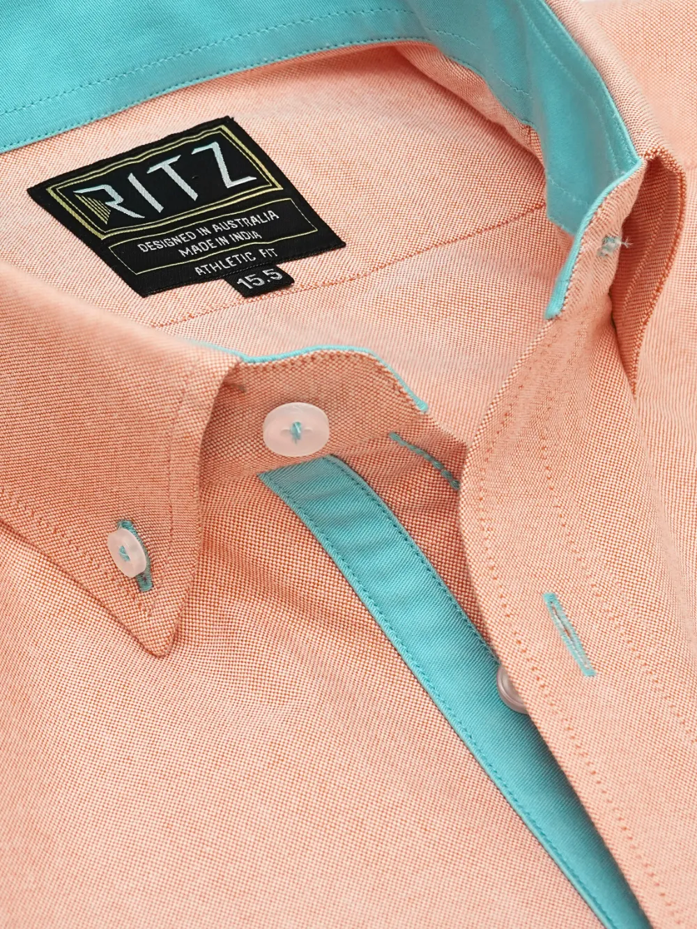 Peach Orange Oxford Shirt and Cotton Turquoise Chino Pair