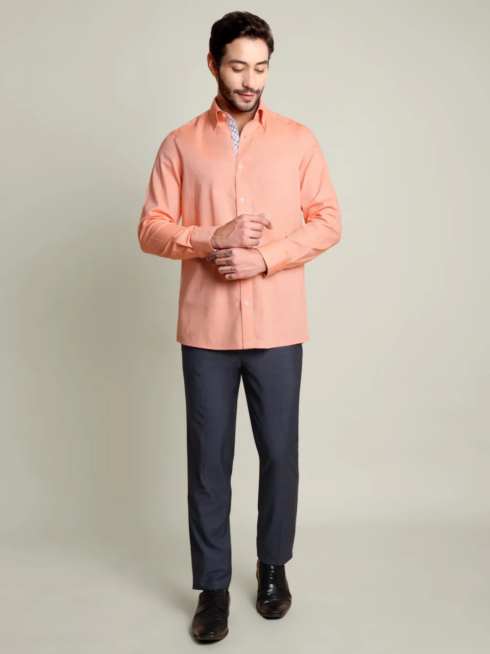 Pure Cotton Non Iron Tuscan Shirt - Dobby Weave