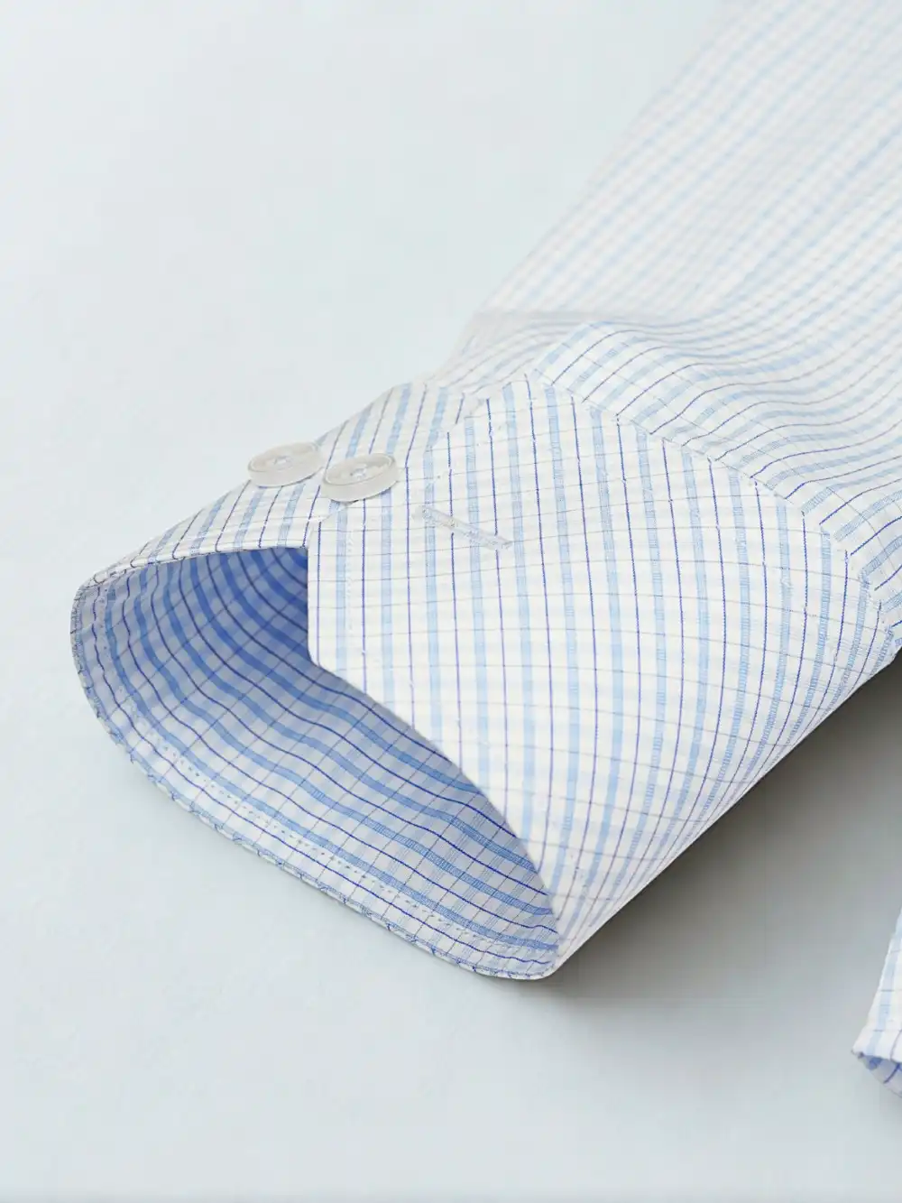 Non-Iron Pure Cotton Sky Grid Shirt - Plain Weave