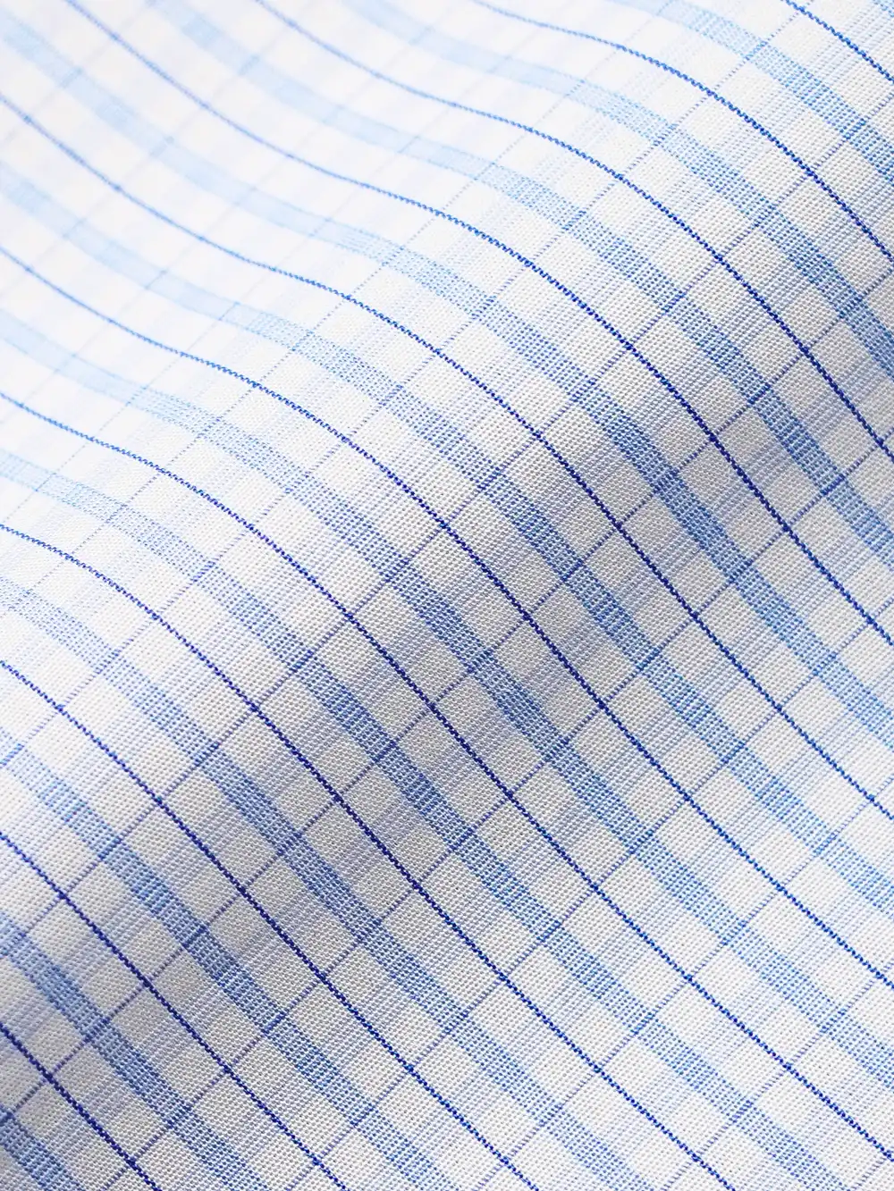 Non-Iron Pure Cotton Sky Grid Shirt - Plain Weave