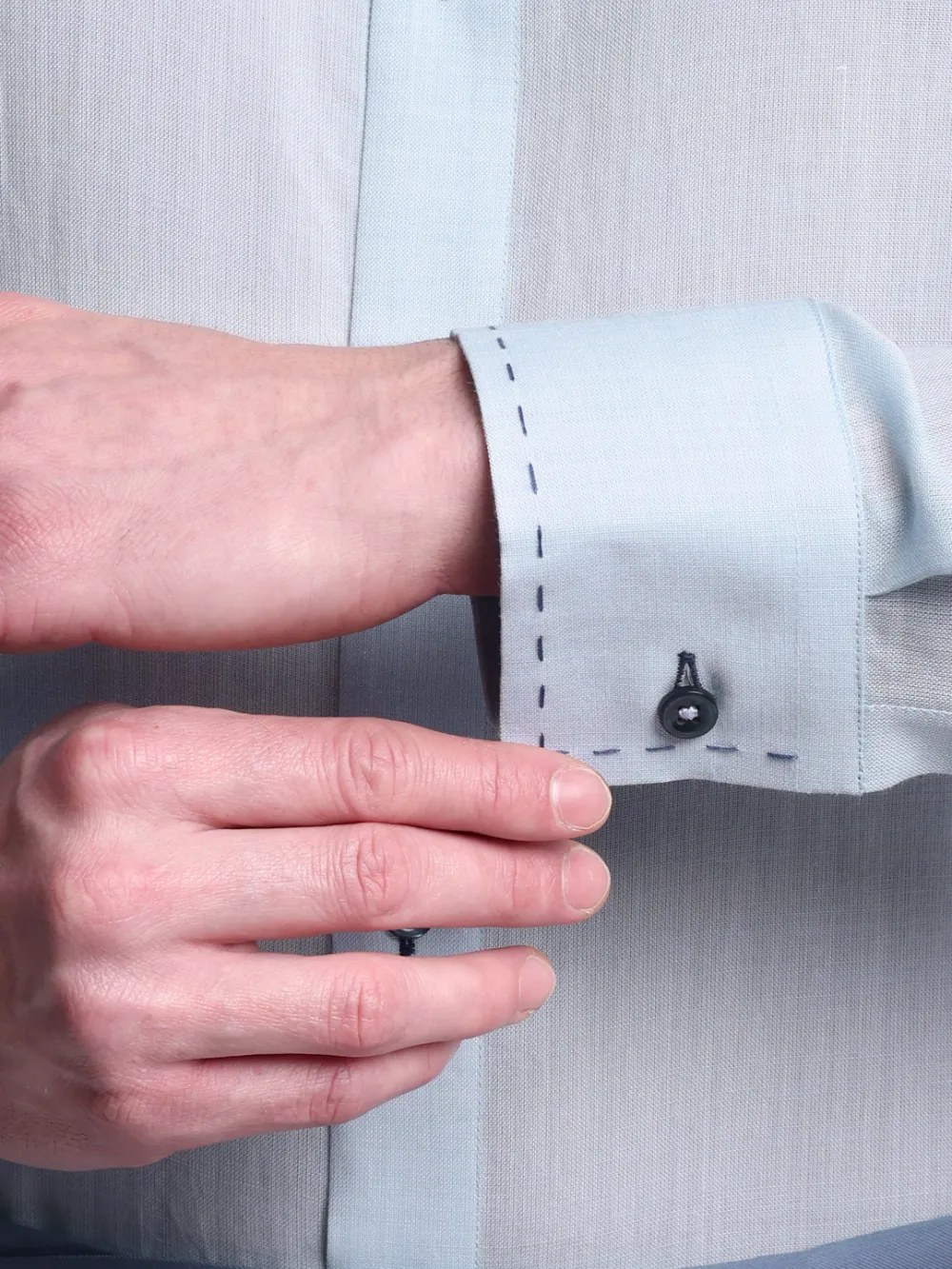 Sustainable - 100% Hemp Plain Aquamarine Shirt with Out-Stitch
