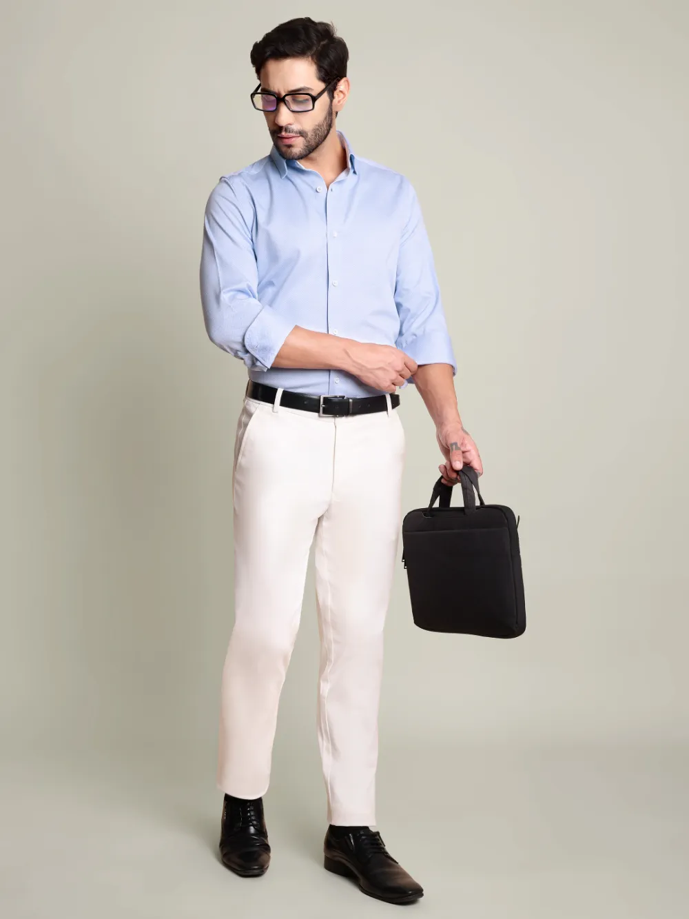 Non-Iron Stretch Frost Herringbone Print Shirt