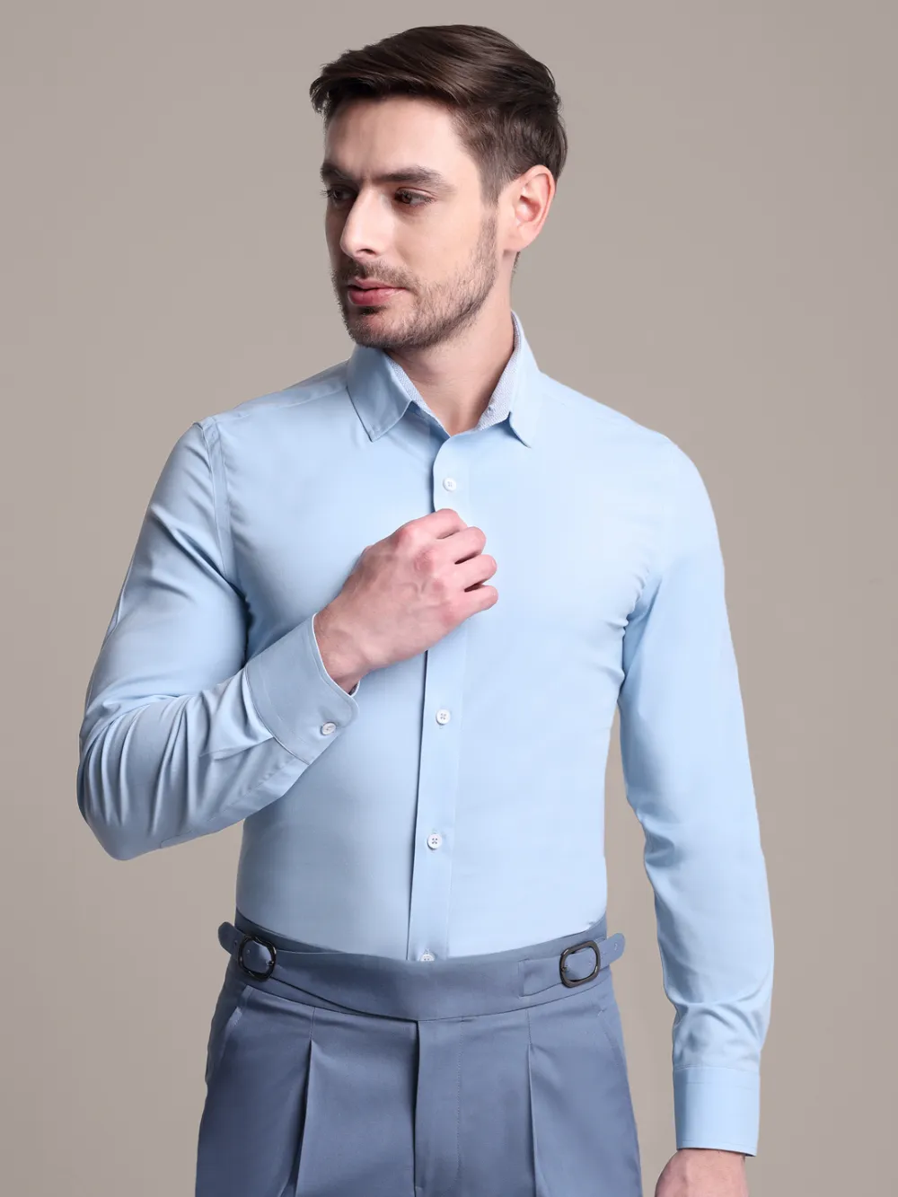 Non-Iron Stretch Bamboo Blue Shirt