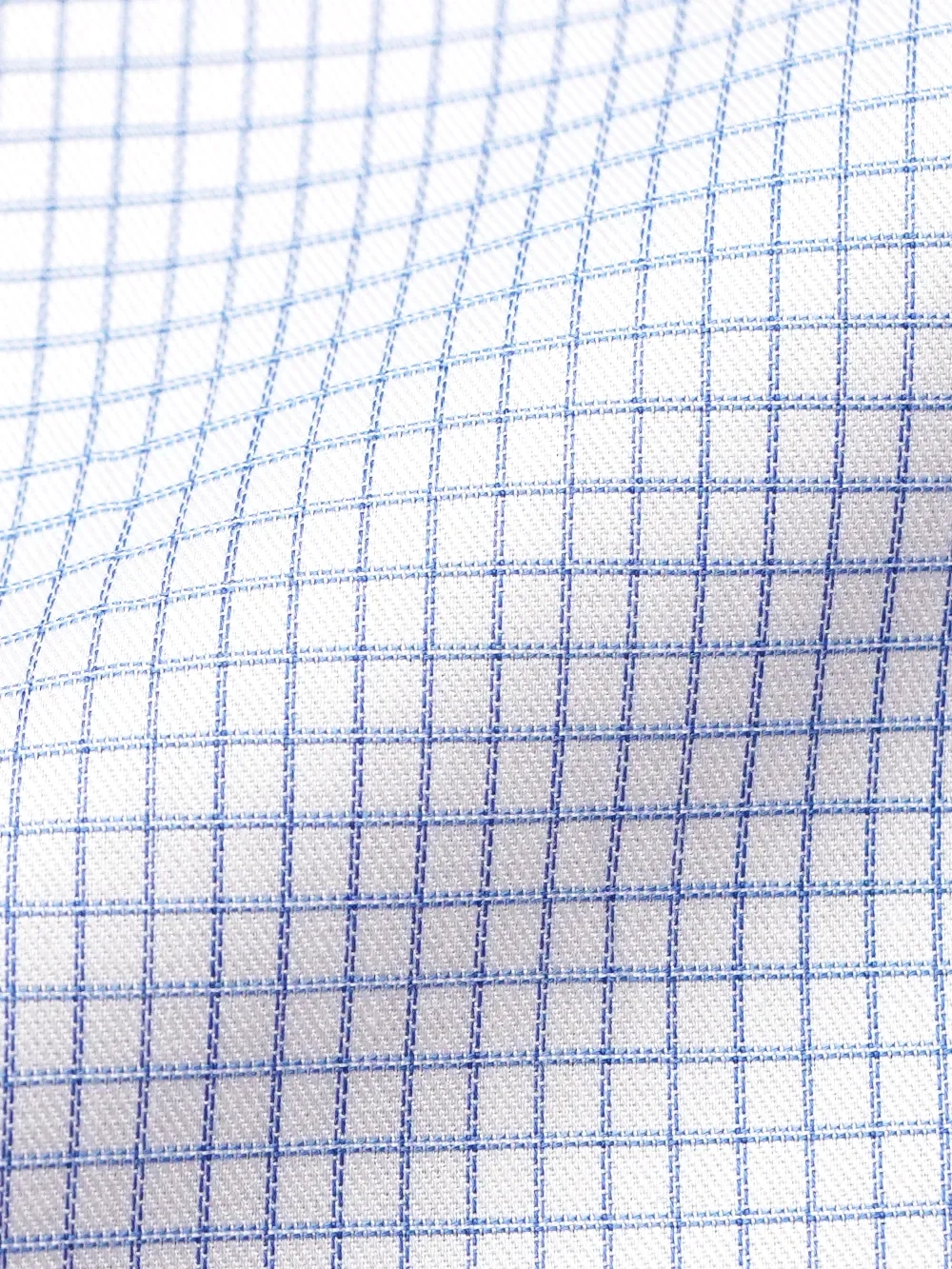 Non-Iron Pure Cotton White Shirt with Light Blue Checks – Dobby Weave