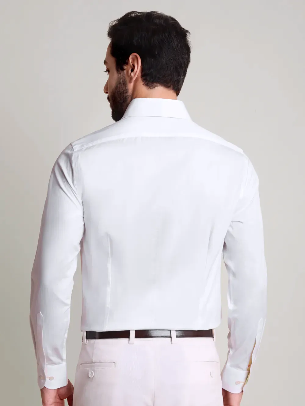 White Shirt with Signature Satin Accent - Sienna
