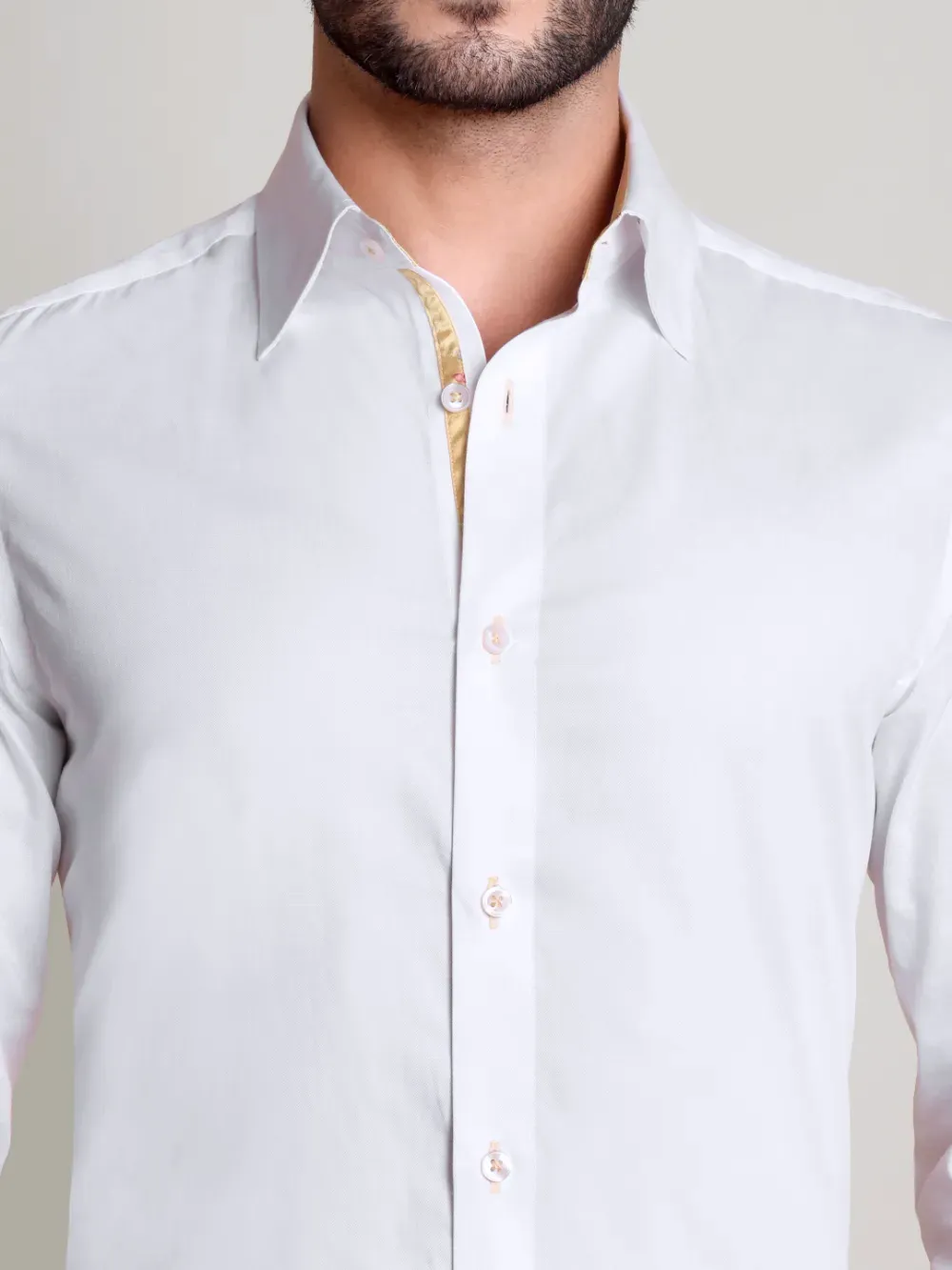 White Shirt with Signature Satin Accent - Sienna
