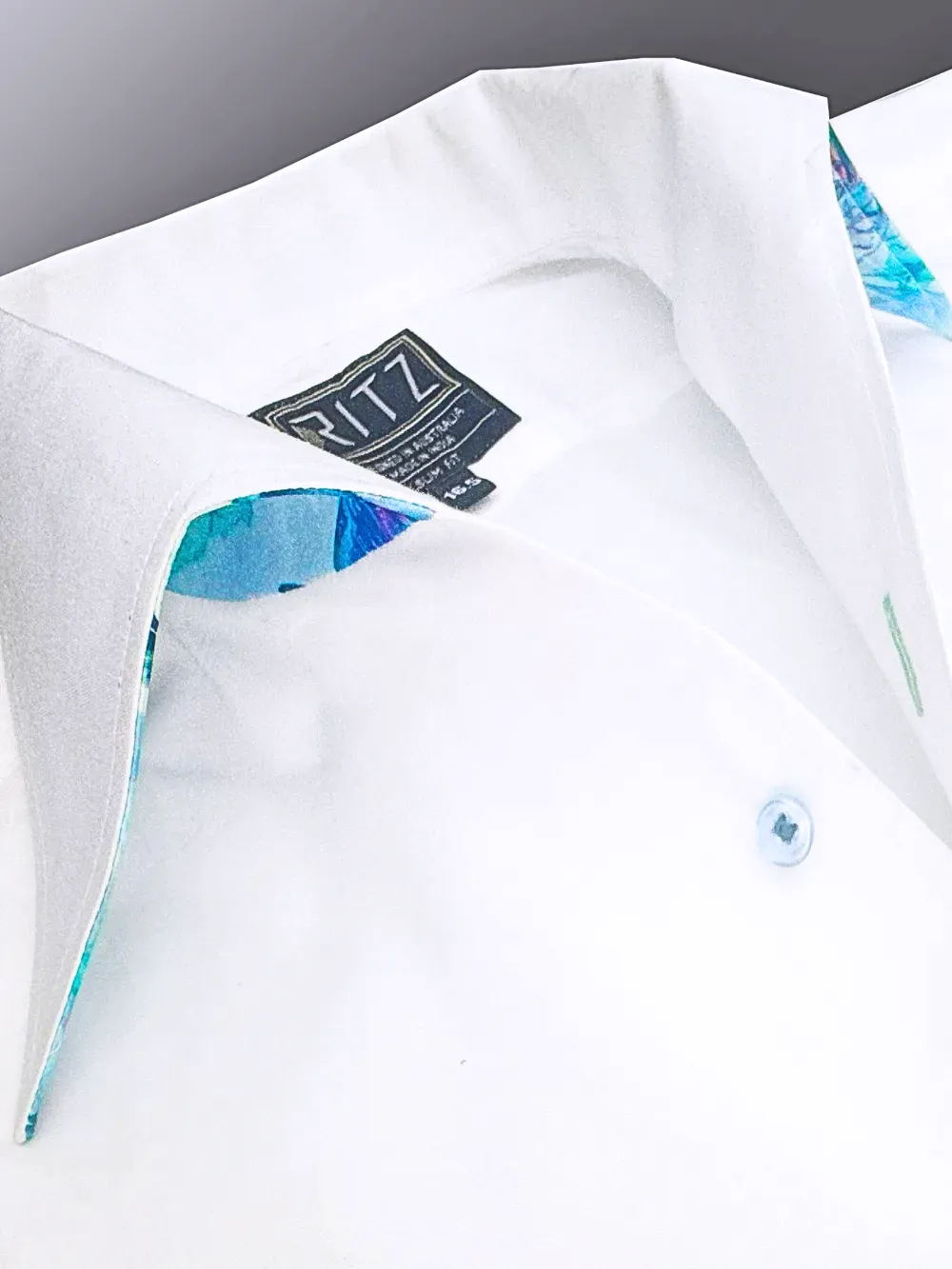 White Shirt with Signature Satin California Collar - Butterflies