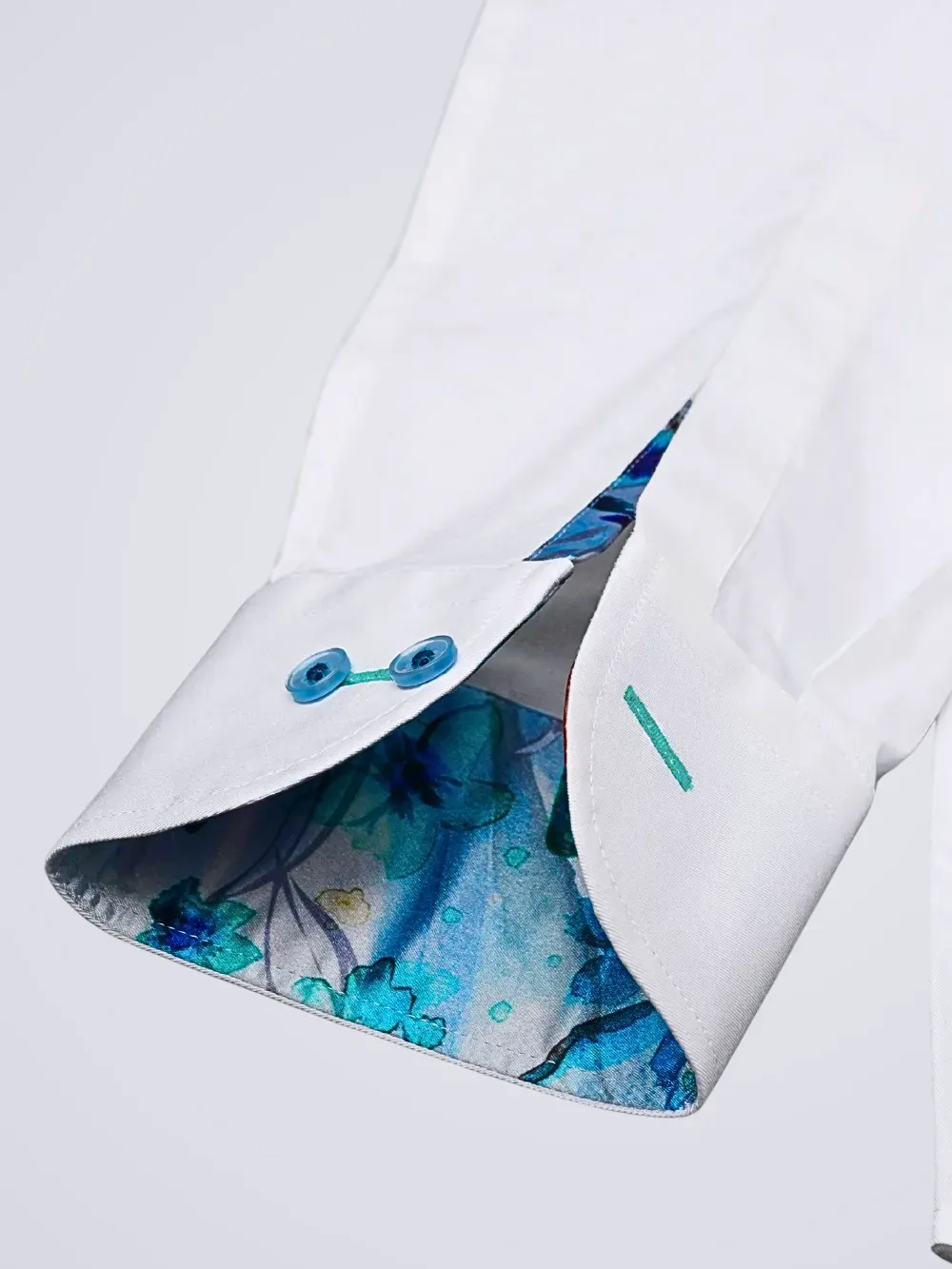 White Shirt with Signature Satin California Collar - Butterflies