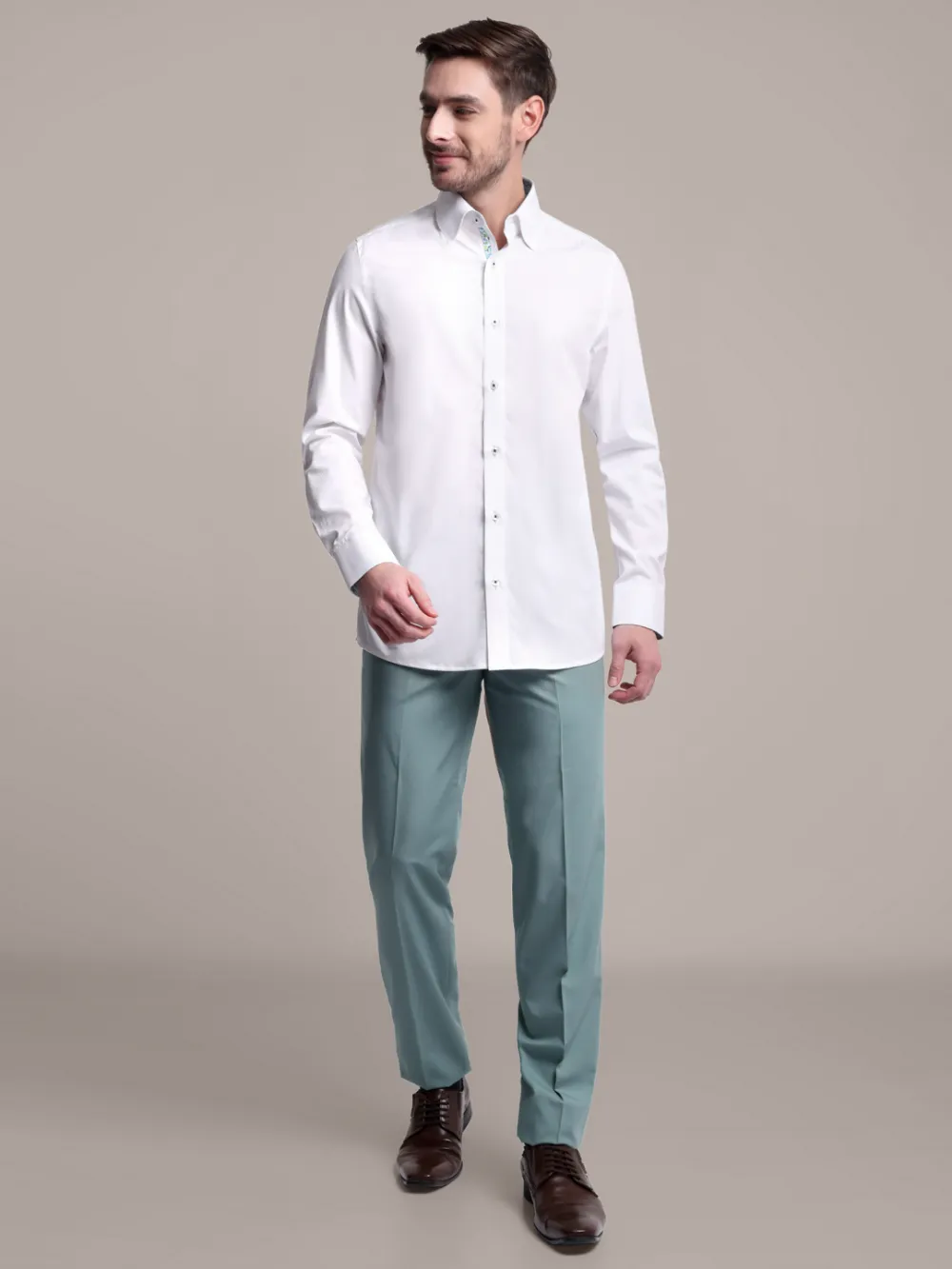 White Shirt with Signature Satin Accent - Petals