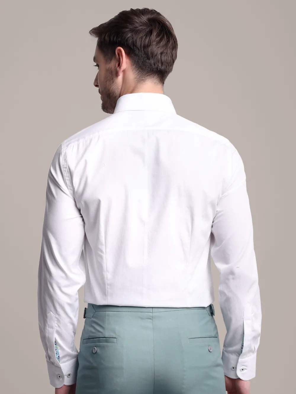 White Shirt with Signature Satin Accent - Petals
