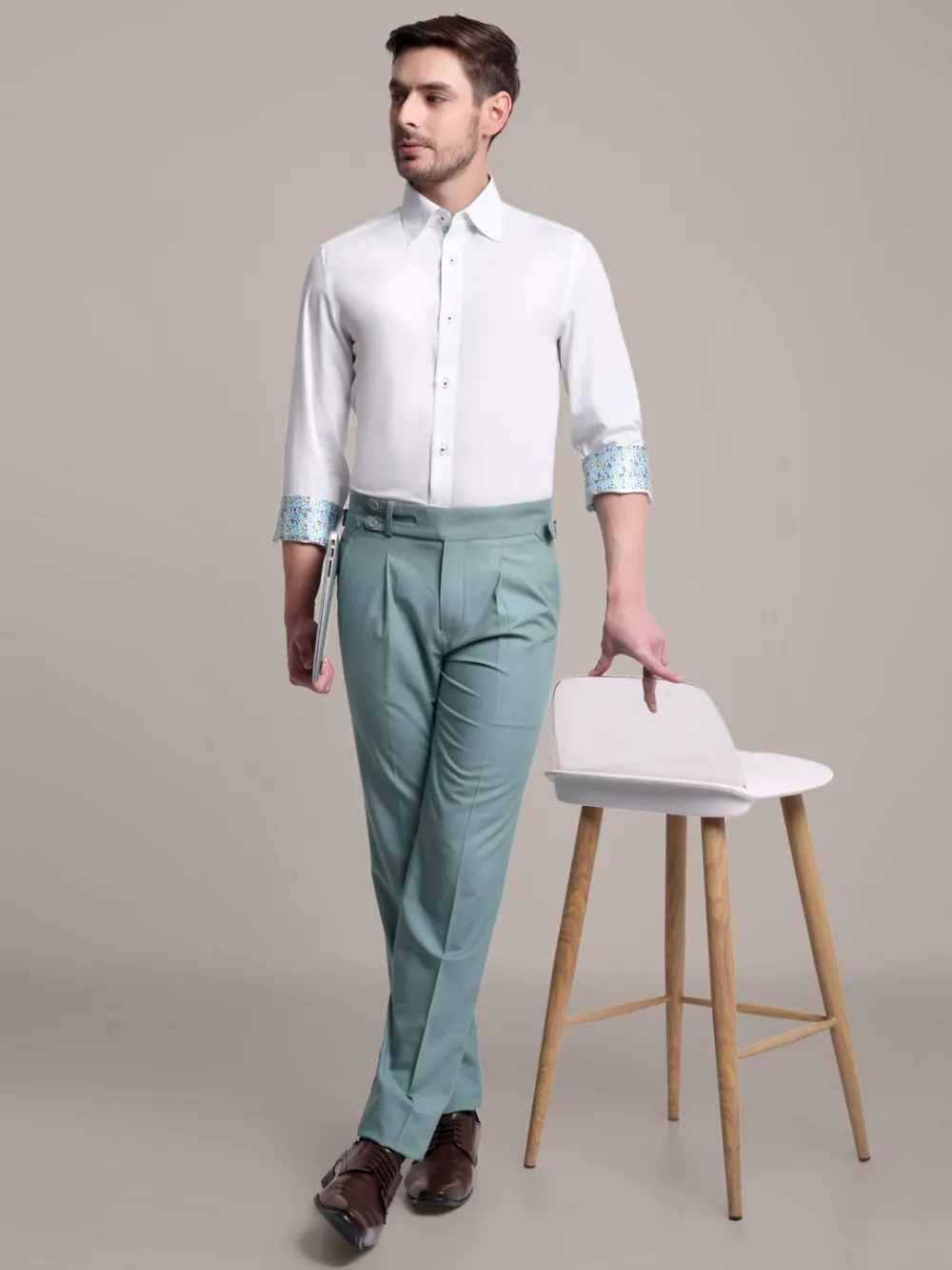 White Shirt with Signature Satin Accent - Petals