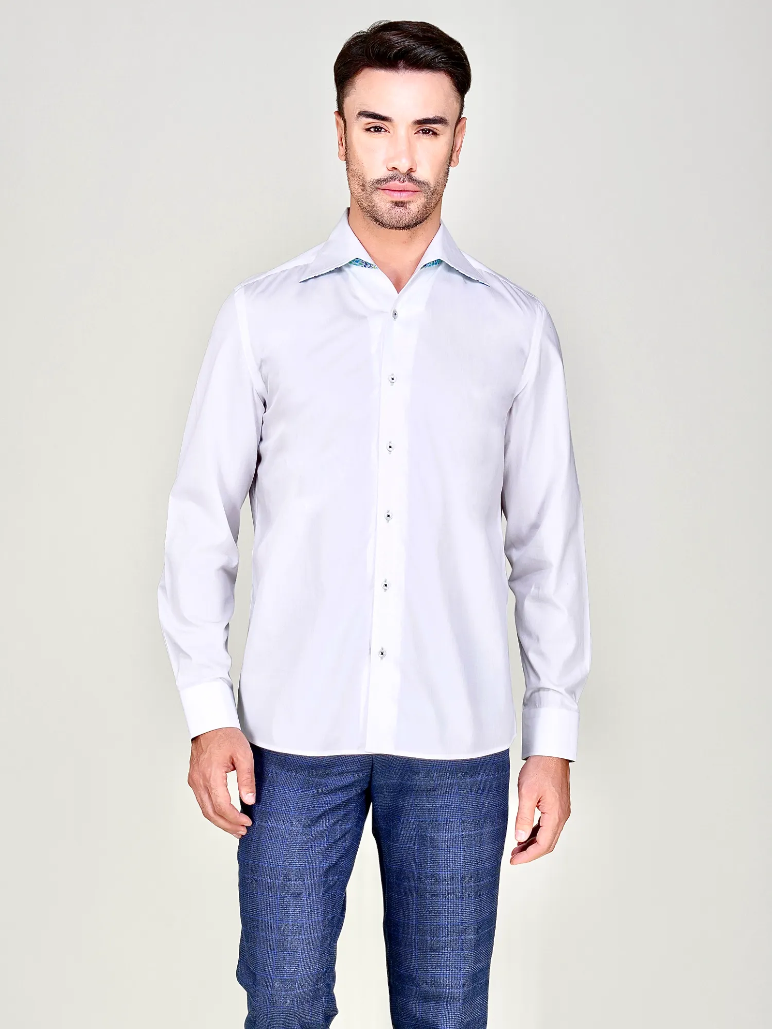 Signature One Piece Satin Collar White Shirt - Petals