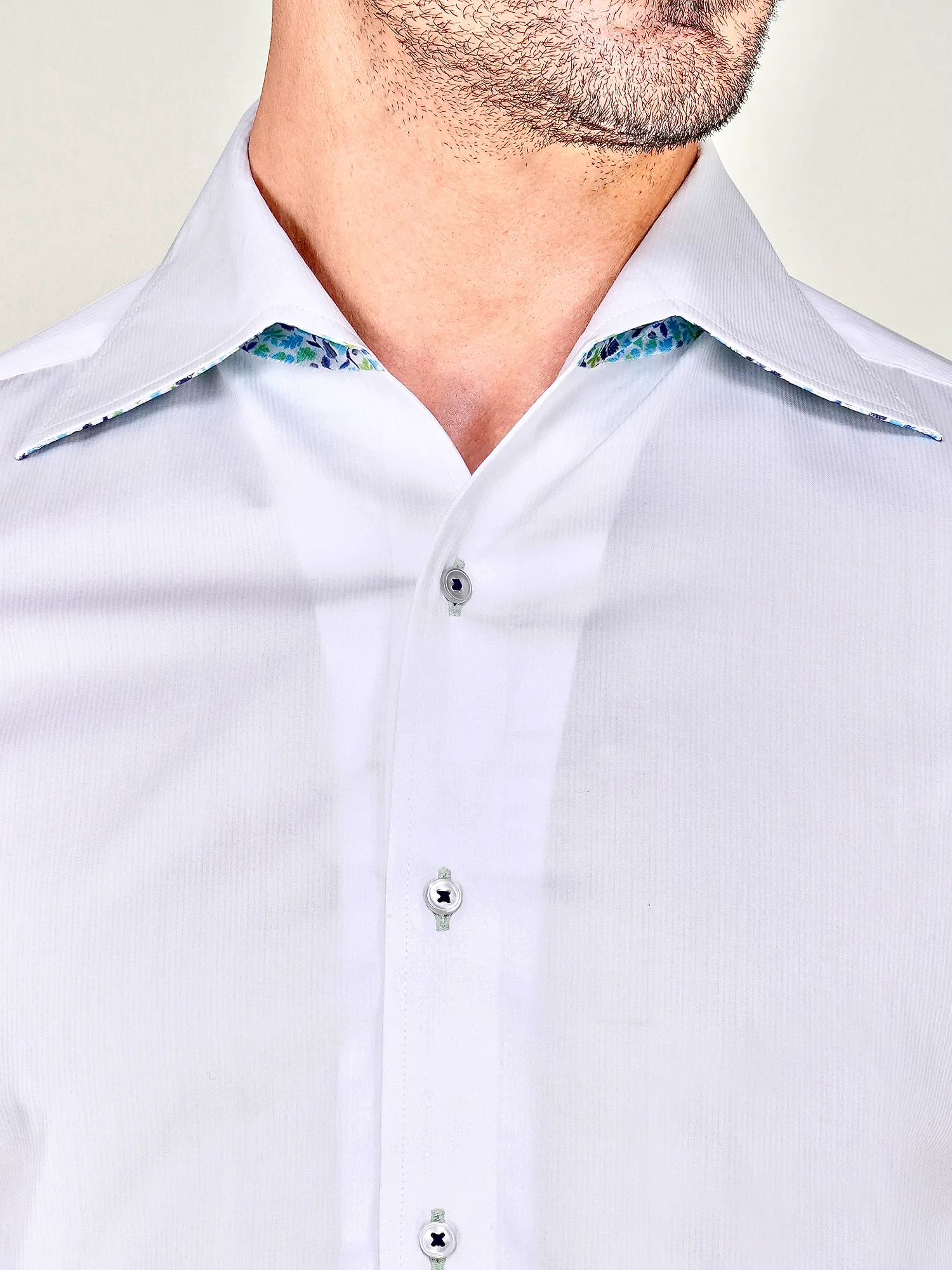 Signature One Piece Satin Collar White Shirt - Petals