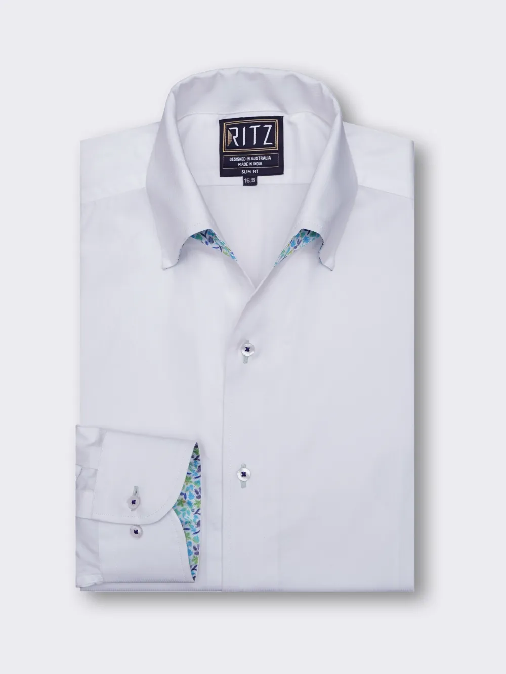 Signature One Piece Satin Collar White Shirt - Petals