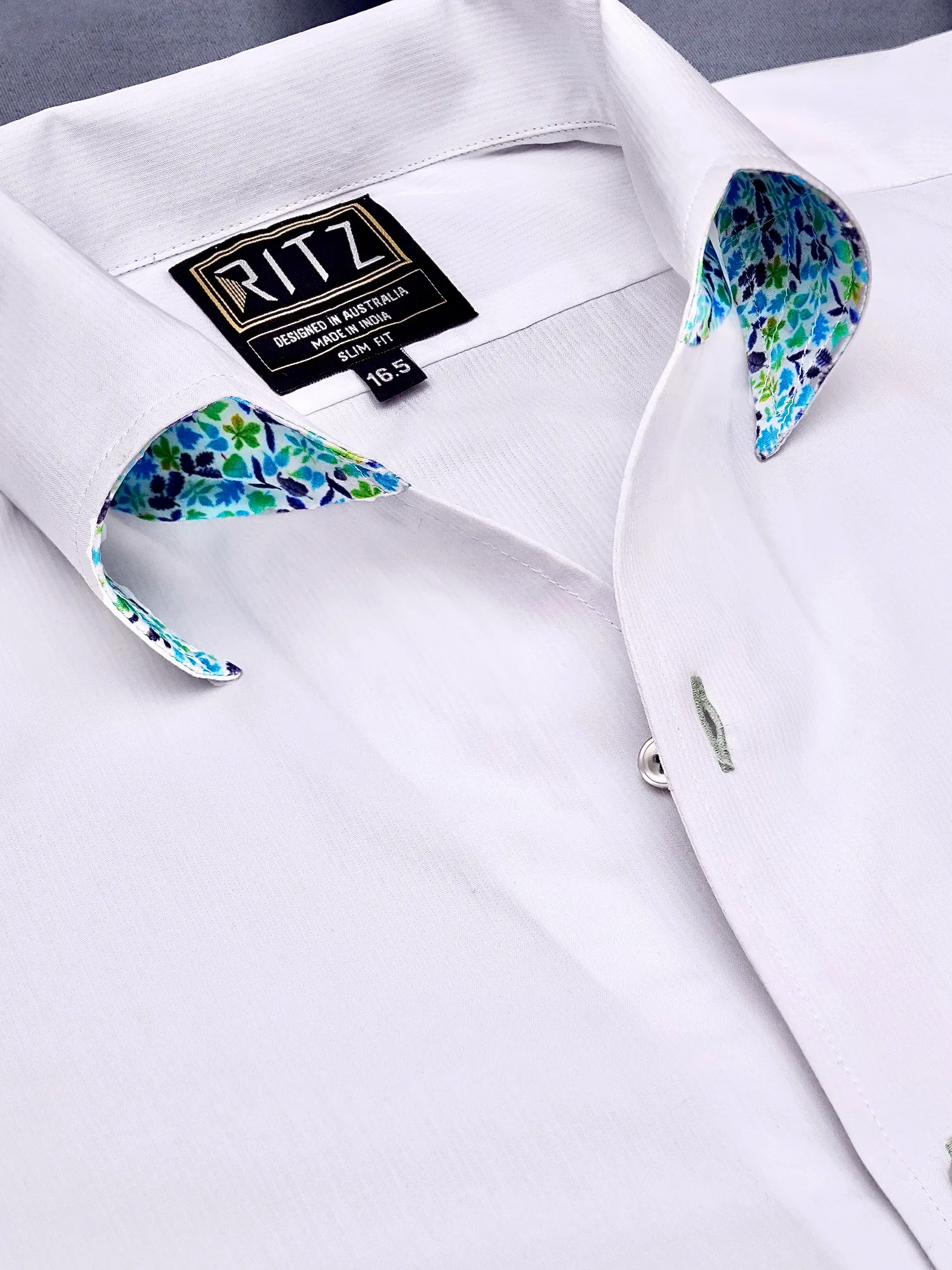 Signature One Piece Satin Collar White Shirt - Petals