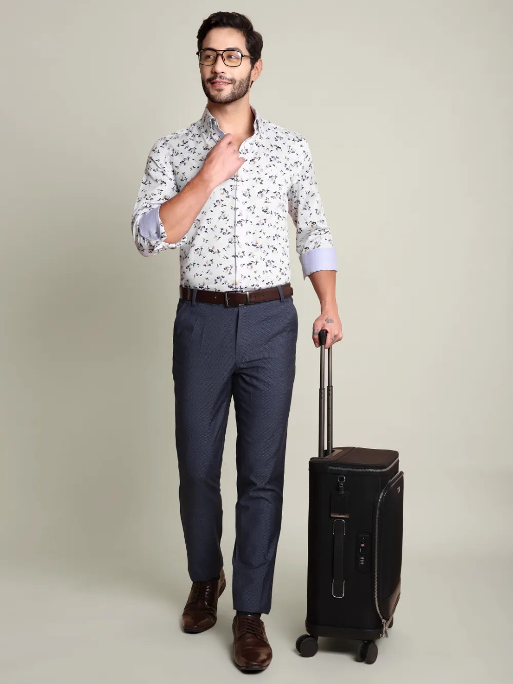 Pure Cotton Notte Fiorita Shirt- Twill Weave