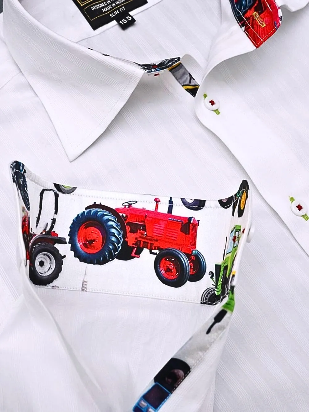 White Shirt with Signature Satin Fabric Blend - Tractors
