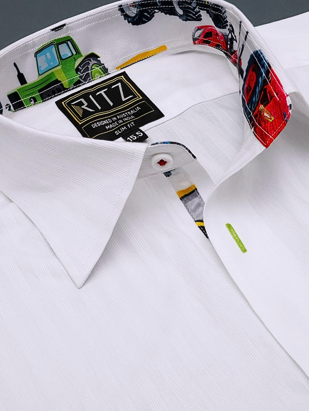 White Shirt with Signature Satin Fabric Blend - Tractors