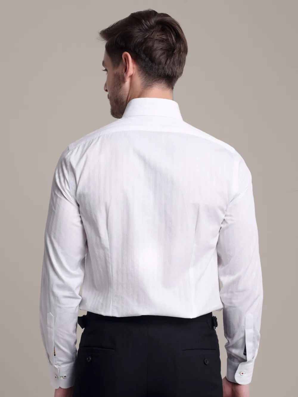 White Shirt with Signature Satin Fabric Blend - Tractors