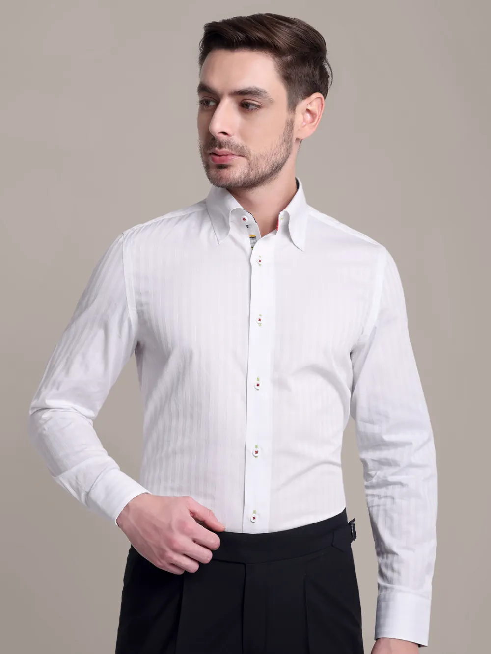 White Shirt with Signature Satin Fabric Blend - Tractors
