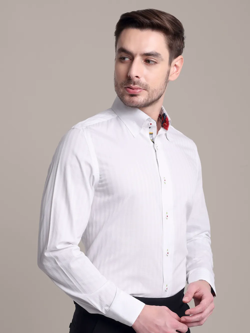White Shirt with Signature Satin Fabric Blend - Tractors