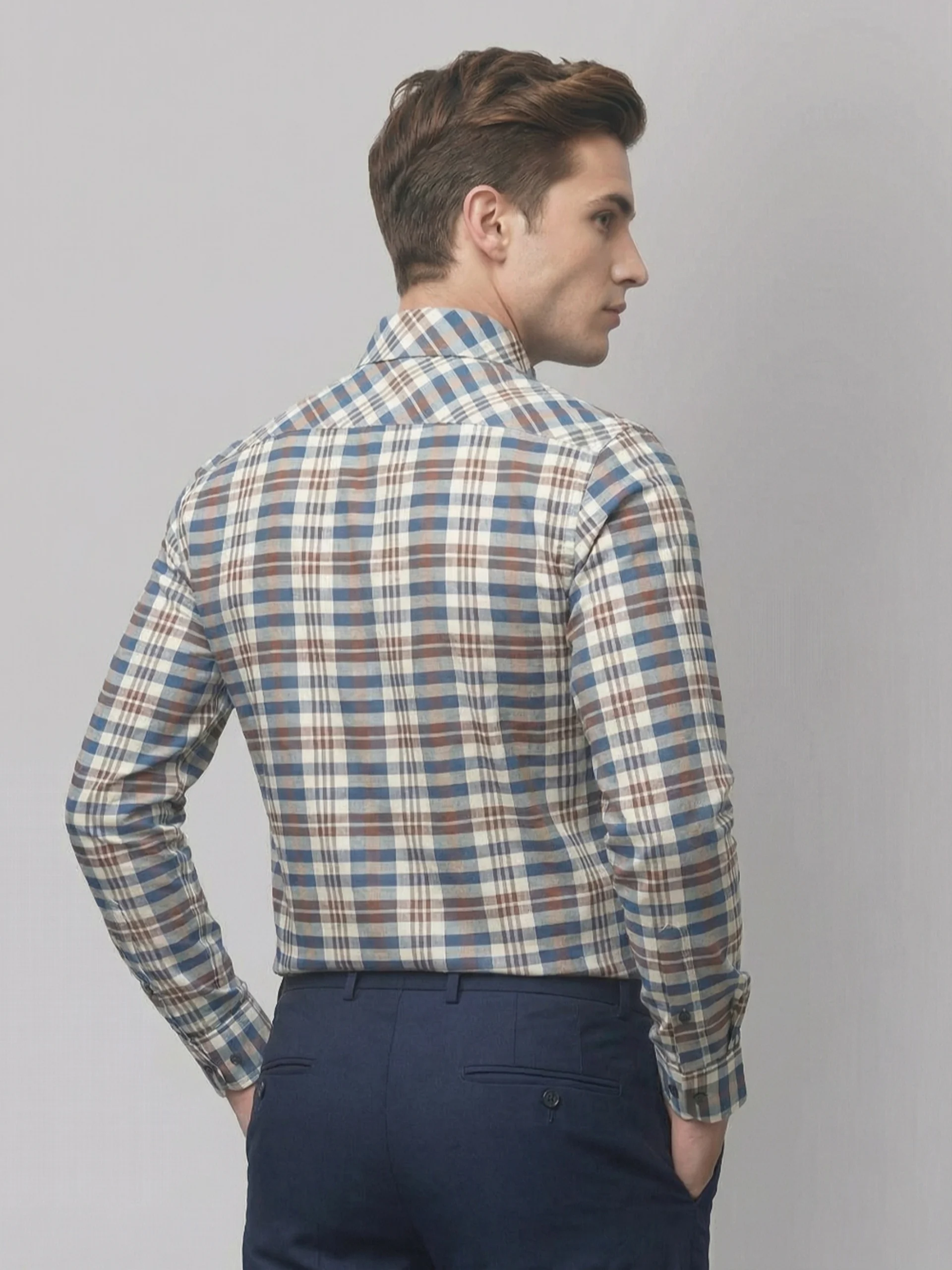 100% Hemp Yard Dyed Checked Shirt