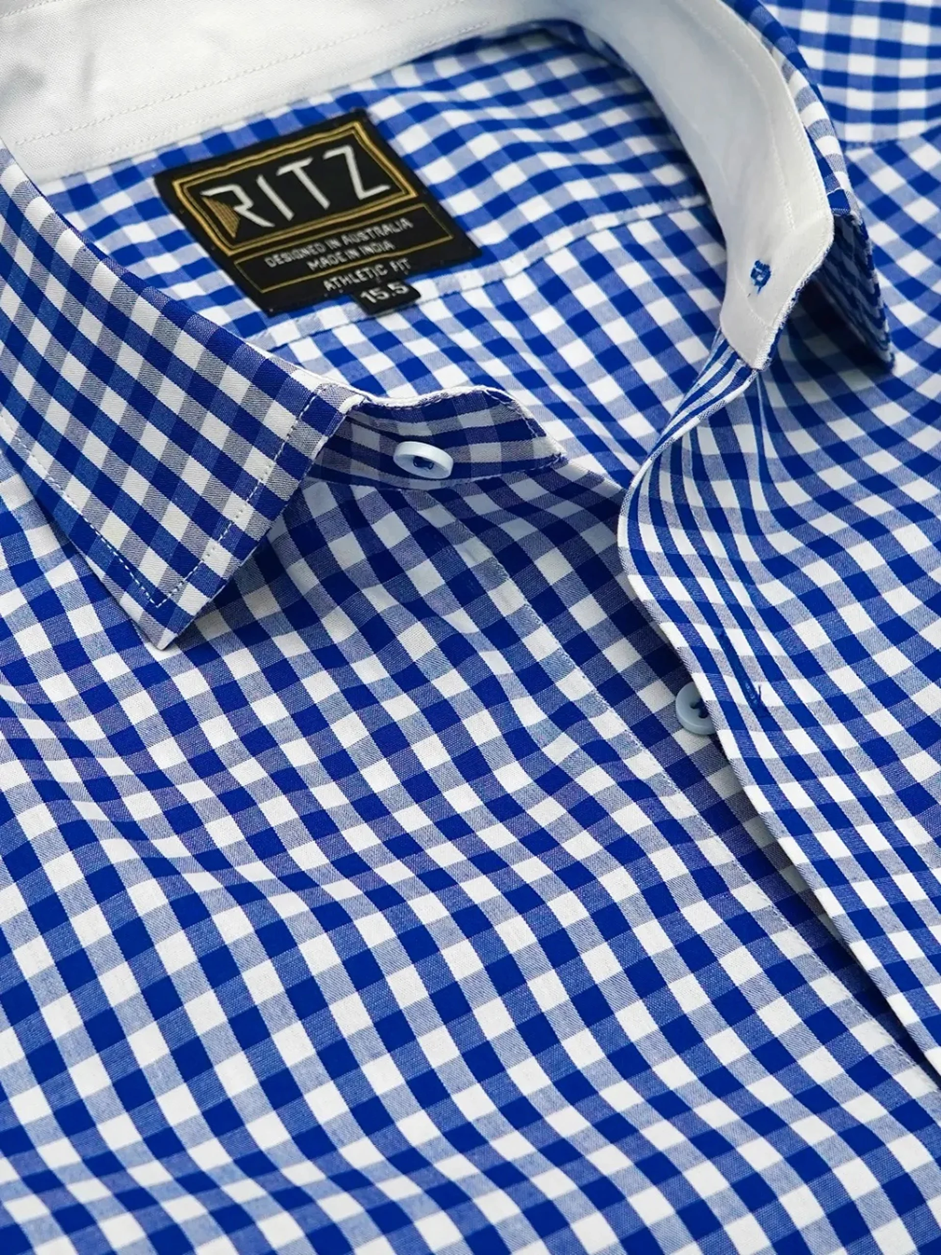 Pure Cotton, Blue and White Checked Essential Shirt