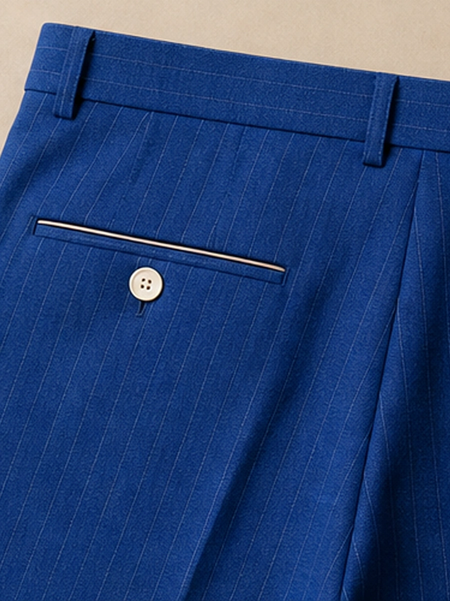 Cotton Chino with Golden Stripes - Indigo