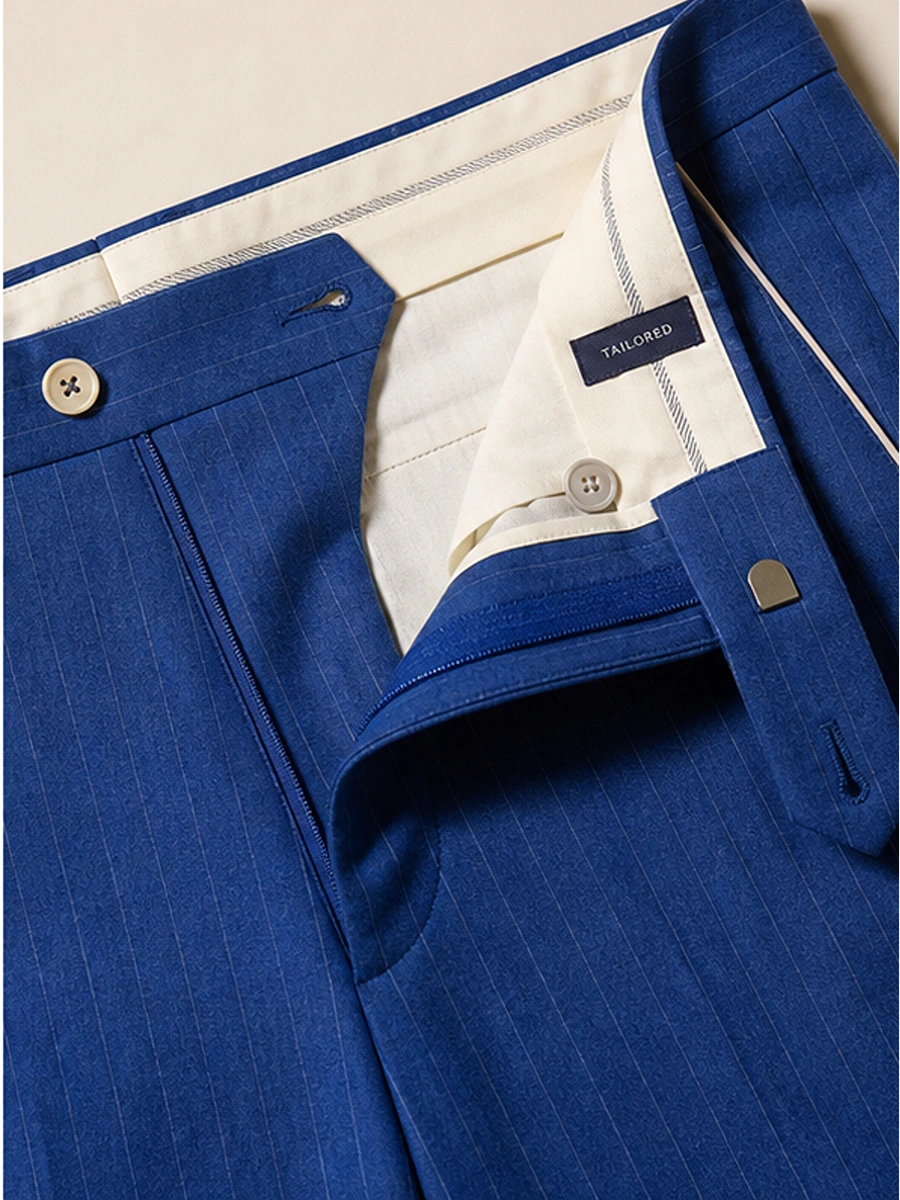 Cotton Chino with Golden Stripes - Indigo