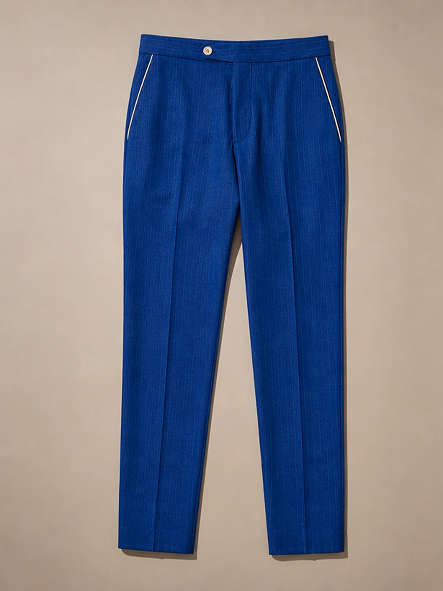 Cotton Chino with Golden Stripes - Indigo