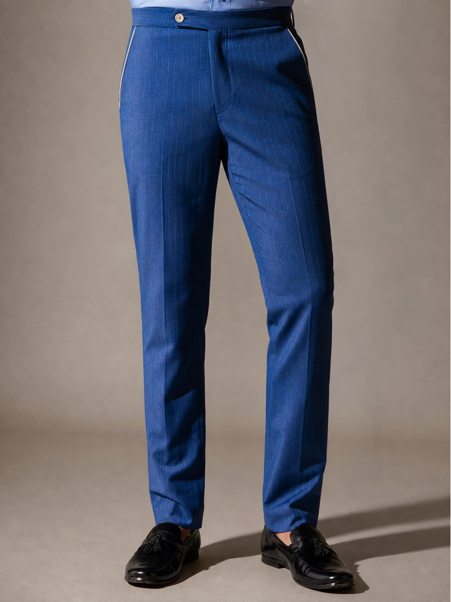 Cotton Chino with Golden Stripes - Indigo