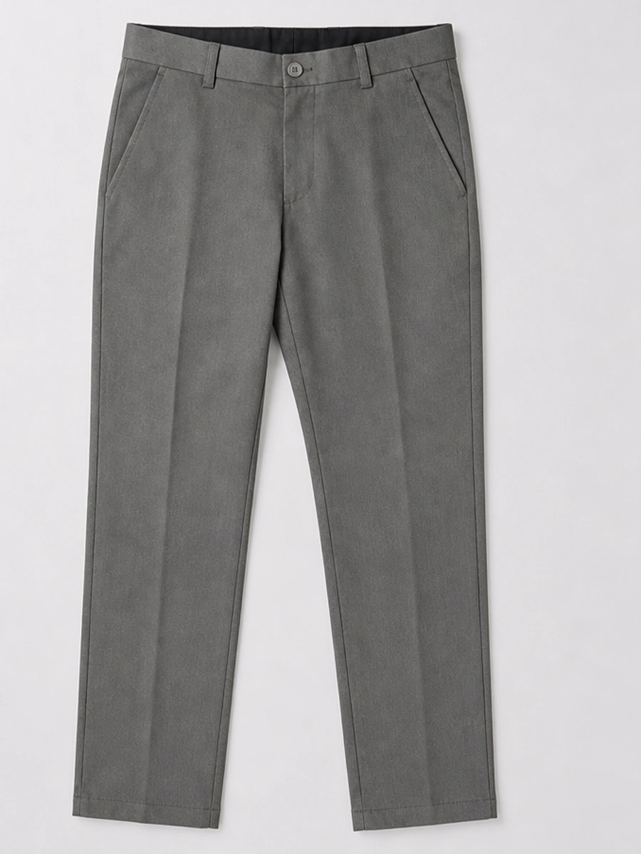 Cotton Chino with Jacquard Weave and Extra Stretch - Charcoal Elegance